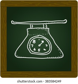 Simple hand drawn doodle of a set of kitchen scales