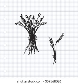 Simple hand drawn doodle of a sheaf of wheat