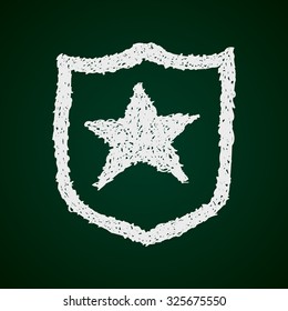 Simple hand drawn doodle of a shield with star