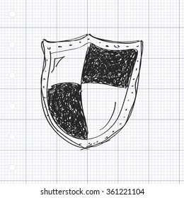 Simple hand drawn doodle of a shield