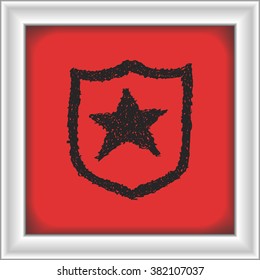 Simple hand drawn doodle of a shield with star
