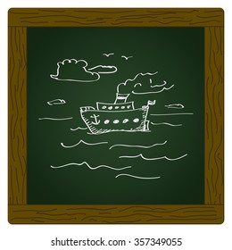 Simple hand drawn doodle of a ship
