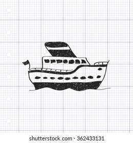 Simple hand drawn doodle of a ship