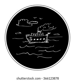 Simple hand drawn doodle of a ship