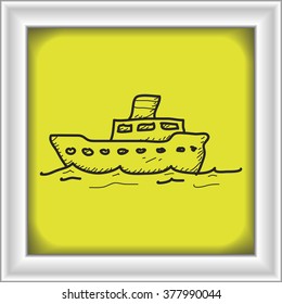 Simple hand drawn doodle of a ship