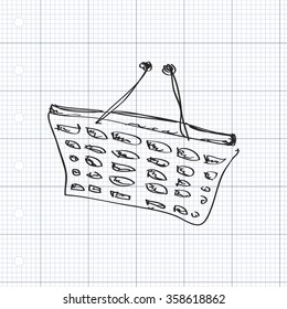 Simple hand drawn doodle of a shopping basket