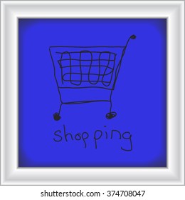 Simple hand drawn doodle of a shopping trolley