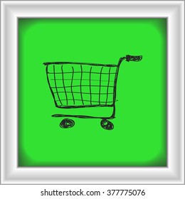Simple hand drawn doodle of a shopping trolley