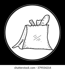Simple hand drawn doodle of a shopping bag