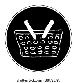 Simple hand drawn doodle of a shopping basket