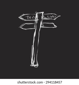 Simple hand drawn doodle of a signpost