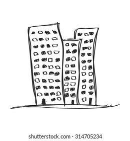 Simple hand drawn doodle of a skyscraper