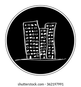 Simple hand drawn doodle of a skyscraper