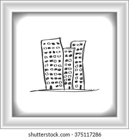 Simple hand drawn doodle of a skyscraper