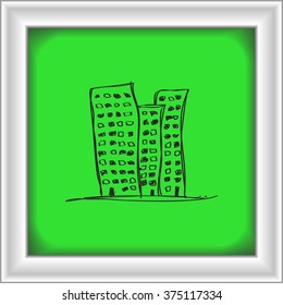 Simple hand drawn doodle of a skyscraper