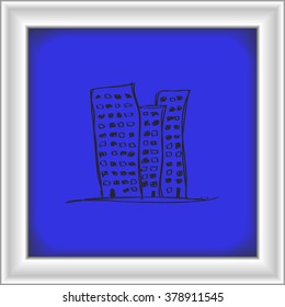 Simple hand drawn doodle of a skyscraper