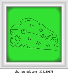Simple hand drawn doodle of a slice of cheese