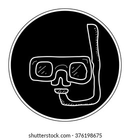 Simple hand drawn doodle of a snorkel