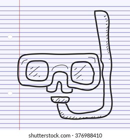 Simple hand drawn doodle of a snorkel
