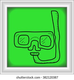 Simple hand drawn doodle of a snorkel