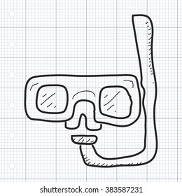 Simple hand drawn doodle of a snorkel