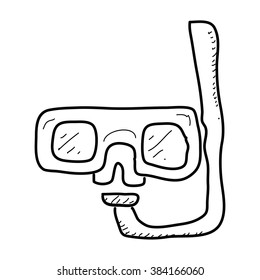 Simple hand drawn doodle of a snorkel