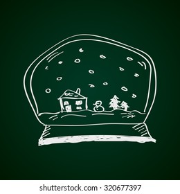 Simple hand drawn doodle of a snow globe