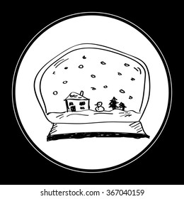 Simple hand drawn doodle of a snow globe