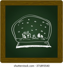 Simple hand drawn doodle of a snow globe