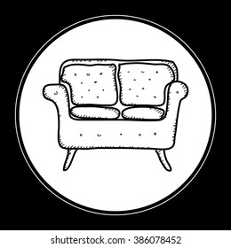 Simple hand drawn doodle of a sofa