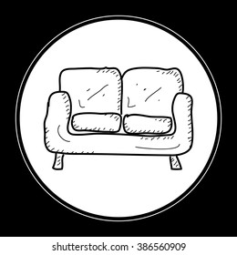 Simple hand drawn doodle of a sofa