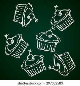 Simple hand drawn doodle of some cakes