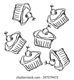 Simple hand drawn doodle of some cakes