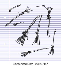 Simple hand drawn doodle of some broomsticks