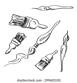 Simple hand drawn doodle of some paint brushes