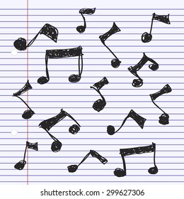 Simple hand drawn doodle of some music notes