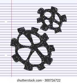 Simple hand drawn doodle of some cogs