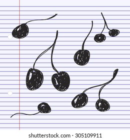 Simple hand drawn doodle of some cherries