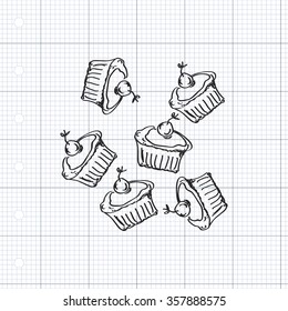 Simple hand drawn doodle of some cakes