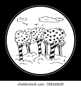Simple hand drawn doodle of some trees