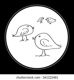 Simple hand drawn doodle of some birds