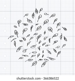 Simple hand drawn doodle of some leaves
