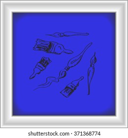 Simple hand drawn doodle of some paint brushes