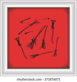 Simple hand drawn doodle of some broomsticks
