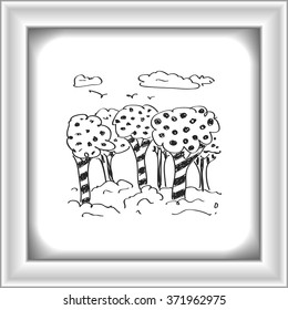 Simple hand drawn doodle of some trees