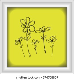 Simple hand drawn doodle of some flowers