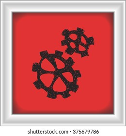 Simple hand drawn doodle of some cogs
