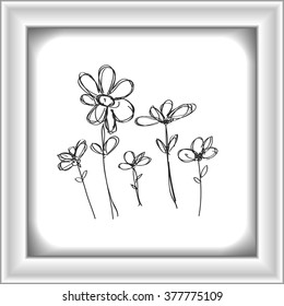 Simple hand drawn doodle of some flowers