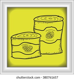 Simple hand drawn doodle of some tin cans
