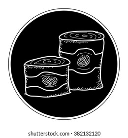 Simple hand drawn doodle of some tin cans